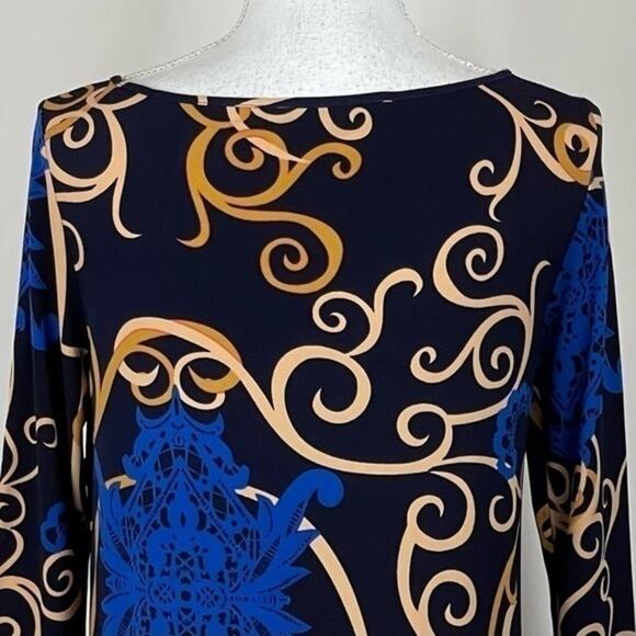 Tibi Black Gold Blue Bold Print Date Night Event Shift Dress NWOT Size S - Picture 7 of 12